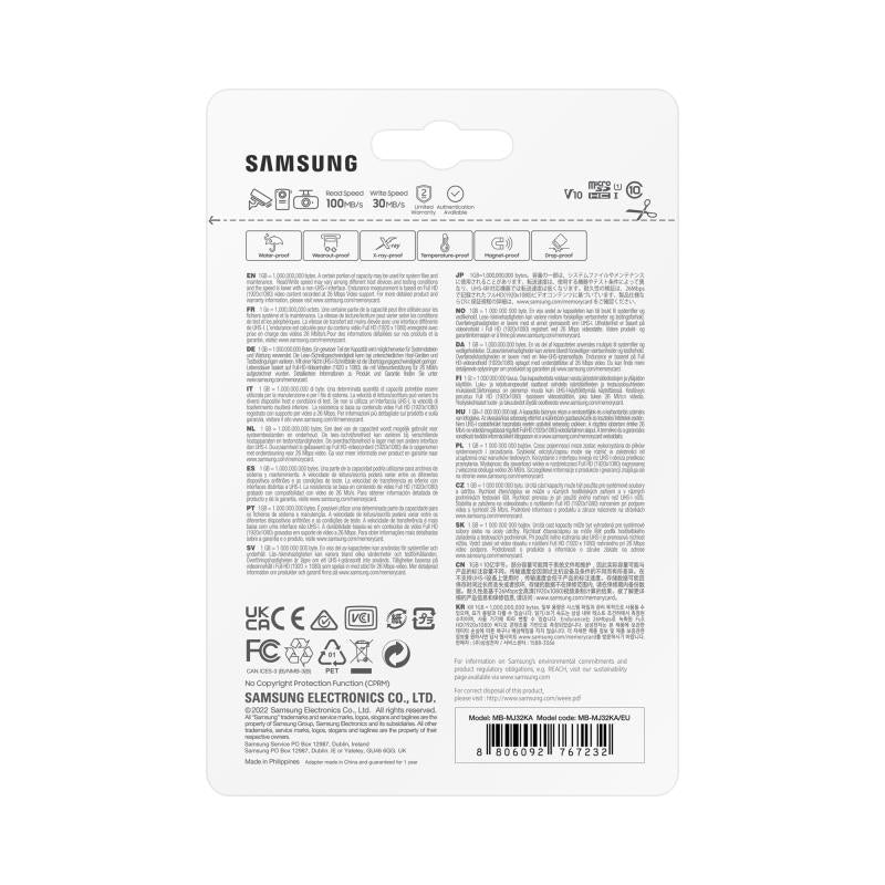 Samsung PRO Endurance microSDHC -muistikortti, 32 Gt, Luokka 10 / UHS-1 U1, sovittimella MB-MJ32KA/EU