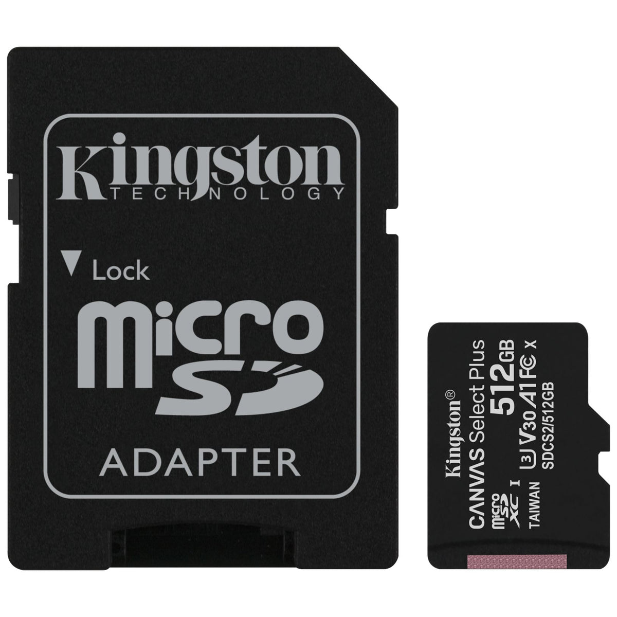 Kingston Canvas Select Plus Android A1 microSDXC -muistikortti, 512 Gt, Luokka 10 / UHS-1 U3, SD-sovitin mukana SDCS2/512GB