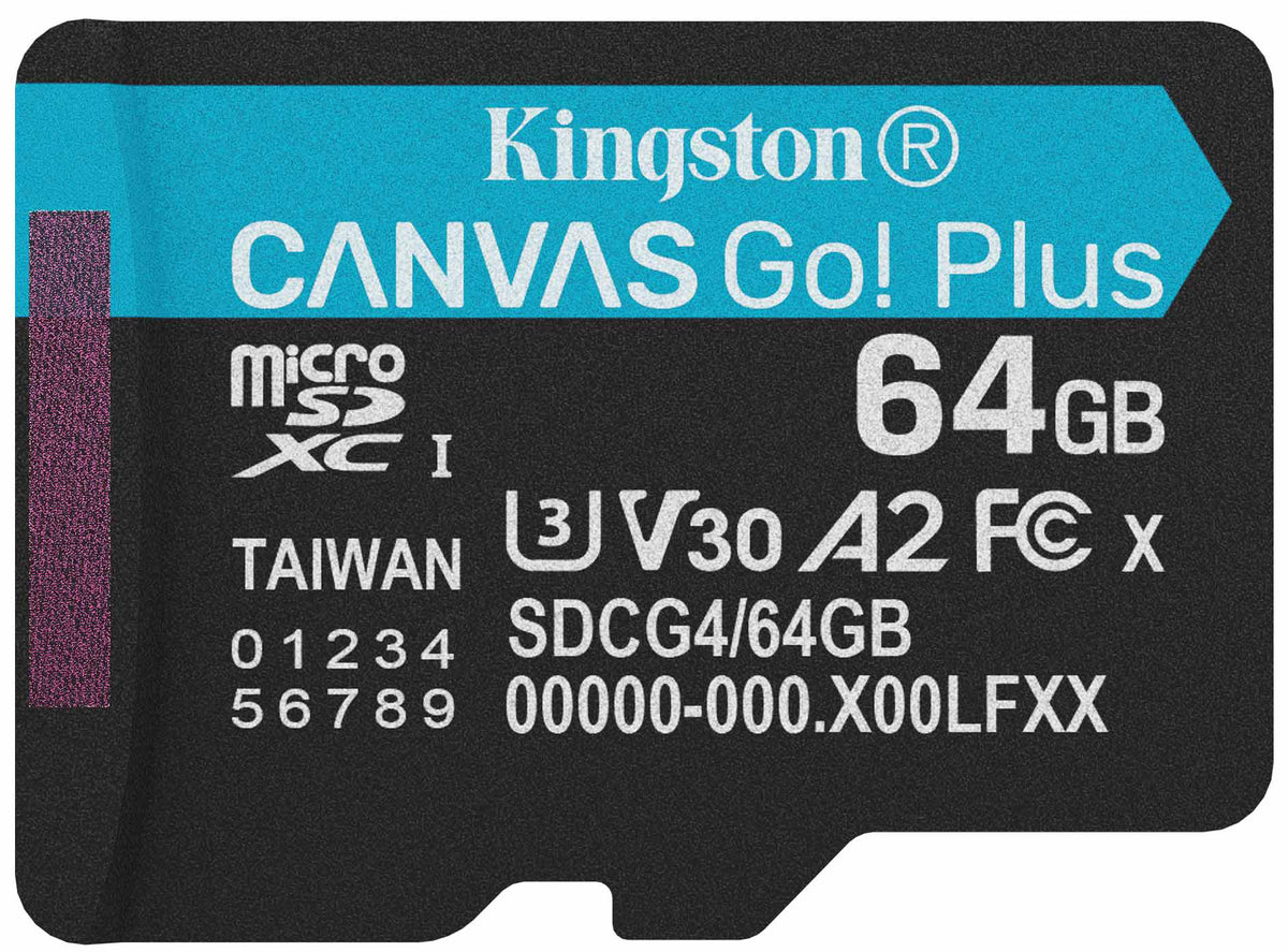 Kingston Canvas Go Plus microSDXC Memory Card Android A2, 64Gb, Class 10 / UHS-1 U3 SDCG4/64GBSP