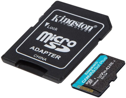 Kingston Canvas Go Plus Android A2 microSDXC-muistikortti, 128 Gt, Luokka 10 / UHS-1 U3, sovittimella SDCG4/128GB