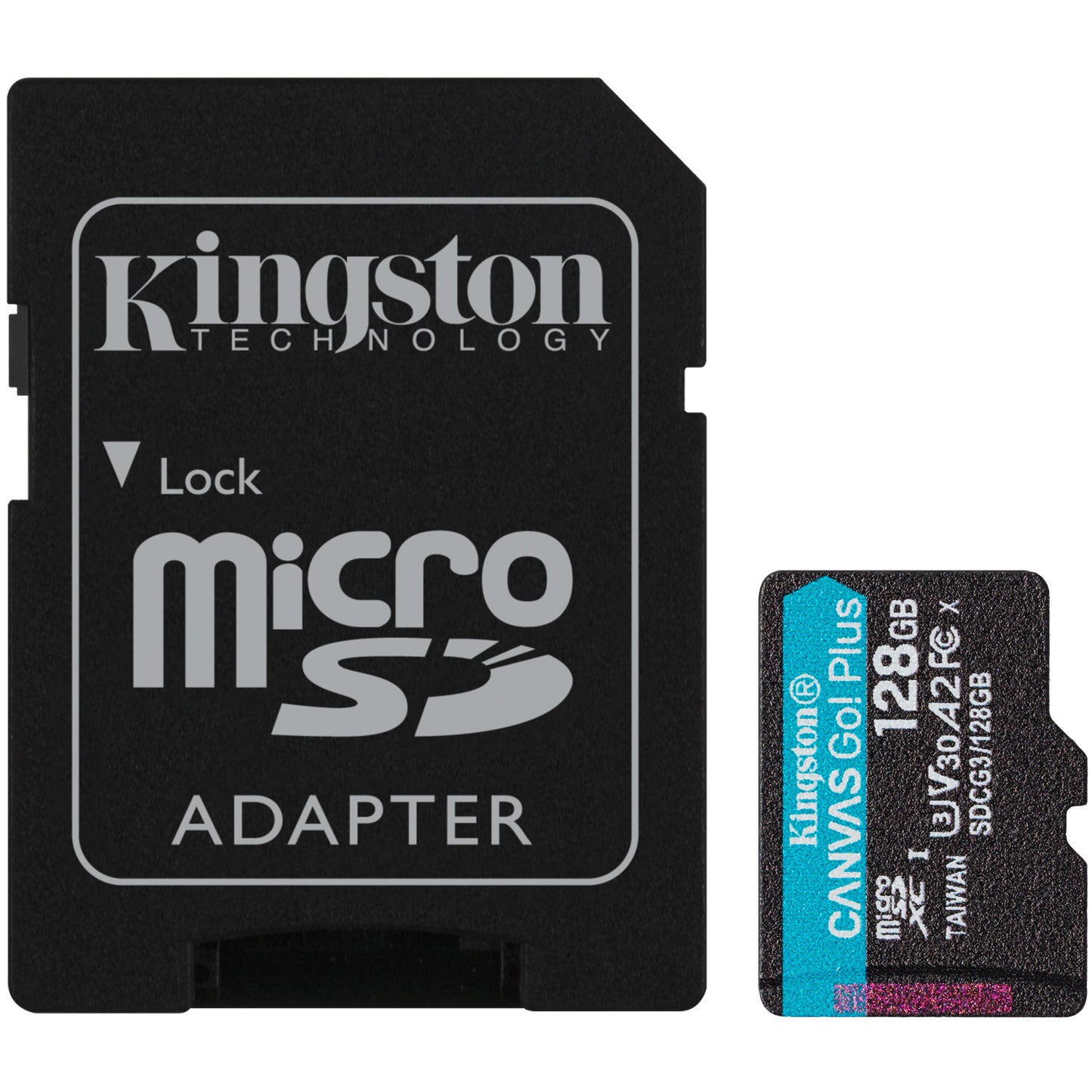 Muistikortti microSDXC Kingston Canvas Go Plus, 128Gb, Class 10 / UHS-1 U3, sovittimella SDCG3/128GB