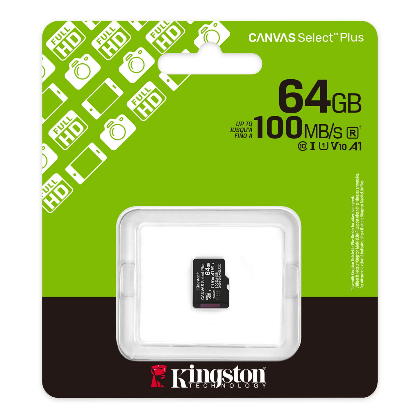 Kingston Canvas Select Plus Android A1 microSDXC-muistikortti, 64 Gt, Luokka 10 / UHS-1 U1 SDCS3/64GBSP