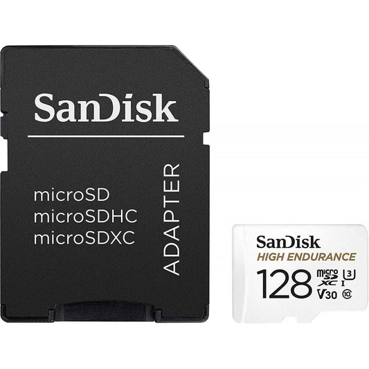 SanDisk High Endurance microSDXC -muistikortti, 128 Gt, Luokka 10 / UHS-1 U3, sovittimella SDSQQNR-128G-GN6IA