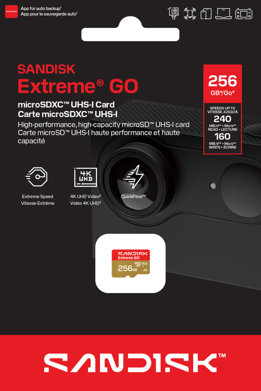 microSDXC-muistikortti SanDisk Extreme GO Android A2, 256Gt, Luokka 10 / UHS-1 U1 SDSQXGN-256G-GN6MN