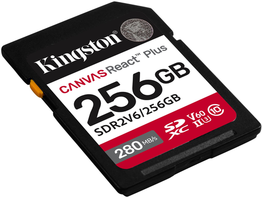 Muistikortti SDXC Kingston Canvas React Plus, 256Gb, Luokka 10 / UHS-2 U3 SDR2V6/256GB