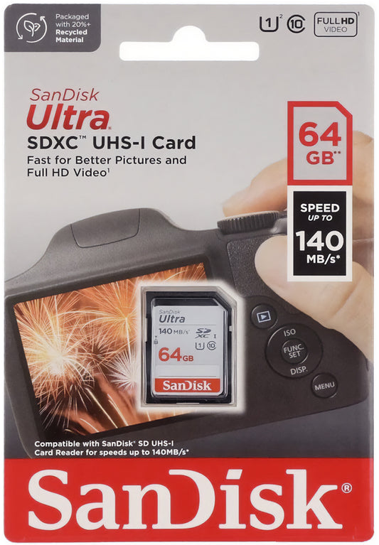 SDXC-muistikortti SanDisk Ultra, 64 Gt, Luokka 10 / UHS-1 U1 SDSDUNB-064G-GN6IN