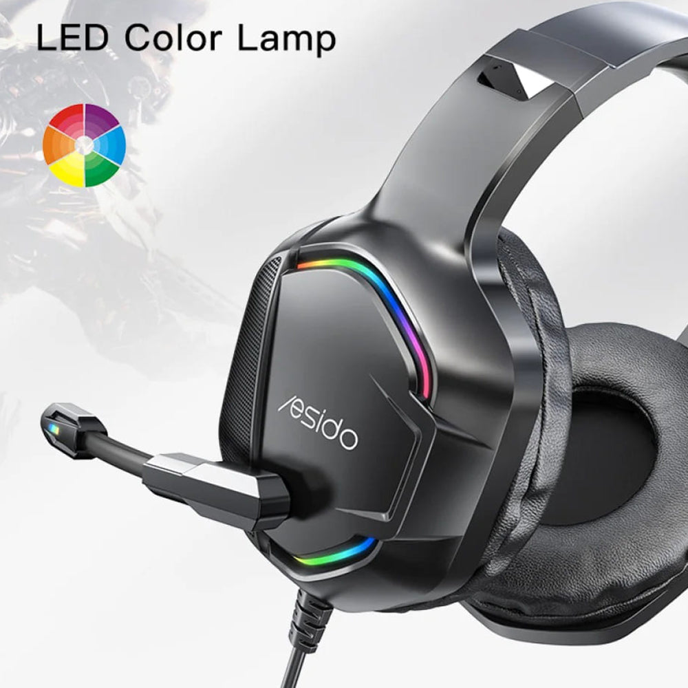 Gaming-kuulokkeet 3.5mm Yesido EK01, RGB, 1.2m, Mustat