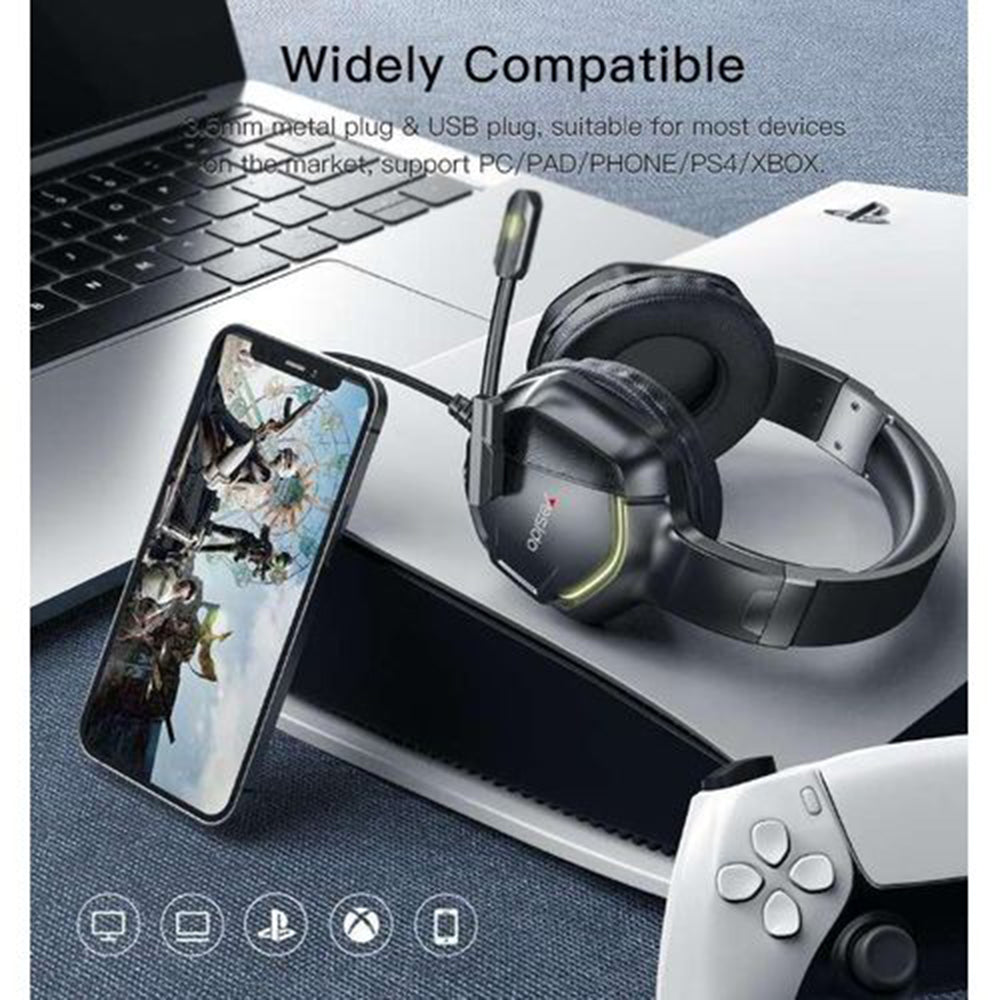 Gaming-kuulokkeet 3.5mm Yesido EK01, RGB, 1.2m, Mustat
