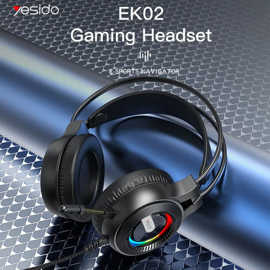 Gaming-kuulokkeet 3.5mm Yesido EK02, RGB, 2.2m, Mustat