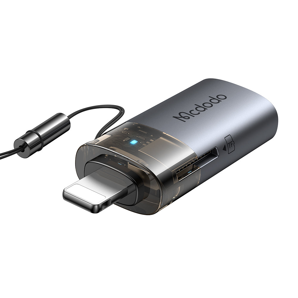 Lightning McDodo OT-7850 -kortinlukija, USB-A (OTG) - microSD, Musta