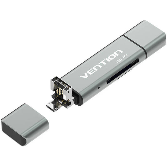 USB / USB-C / microUSB -kortinlukija Vention, SD - microSD, Harmaa CCJH0