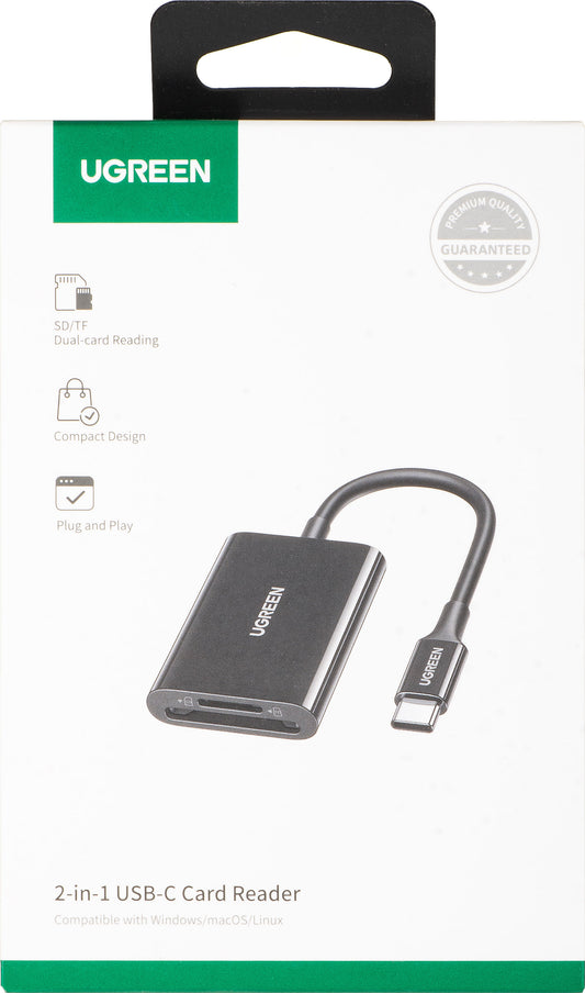UGREEN CM265 USB-C -kortinlukija, SD - microSD, Musta
