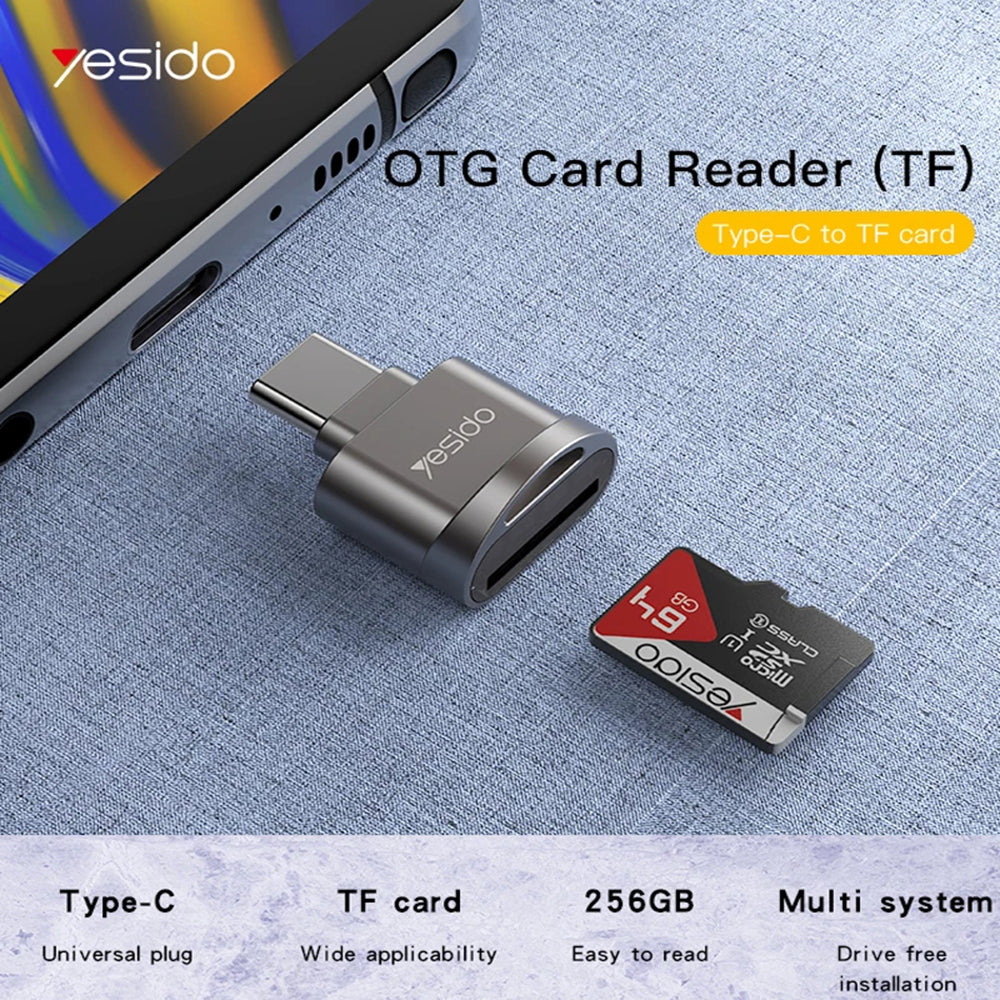 USB-C-kortinlukija Yesido GS19, microSD, Harmaa