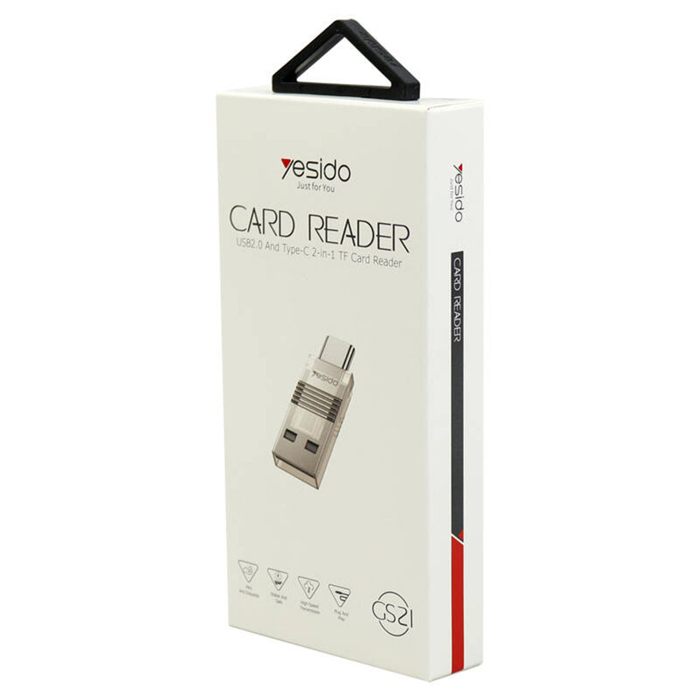 USB / USB-C -kortinlukija Yesido GS21, microSD, Läpinäkyvä