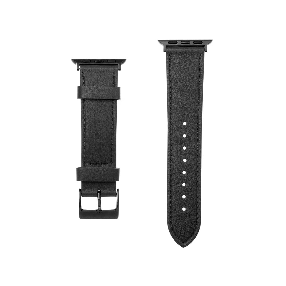 Fixed Leather -ranneke Apple Watch 42mm / 41mm / 40mm / 38mm -sarjalle, Musta