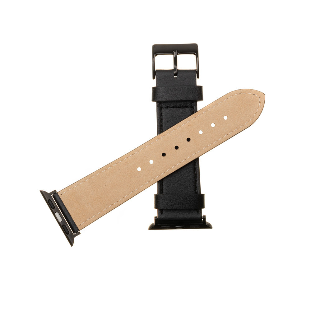 Fixed Leather -ranneke Apple Watch 42mm / 41mm / 40mm / 38mm -sarjalle, Musta