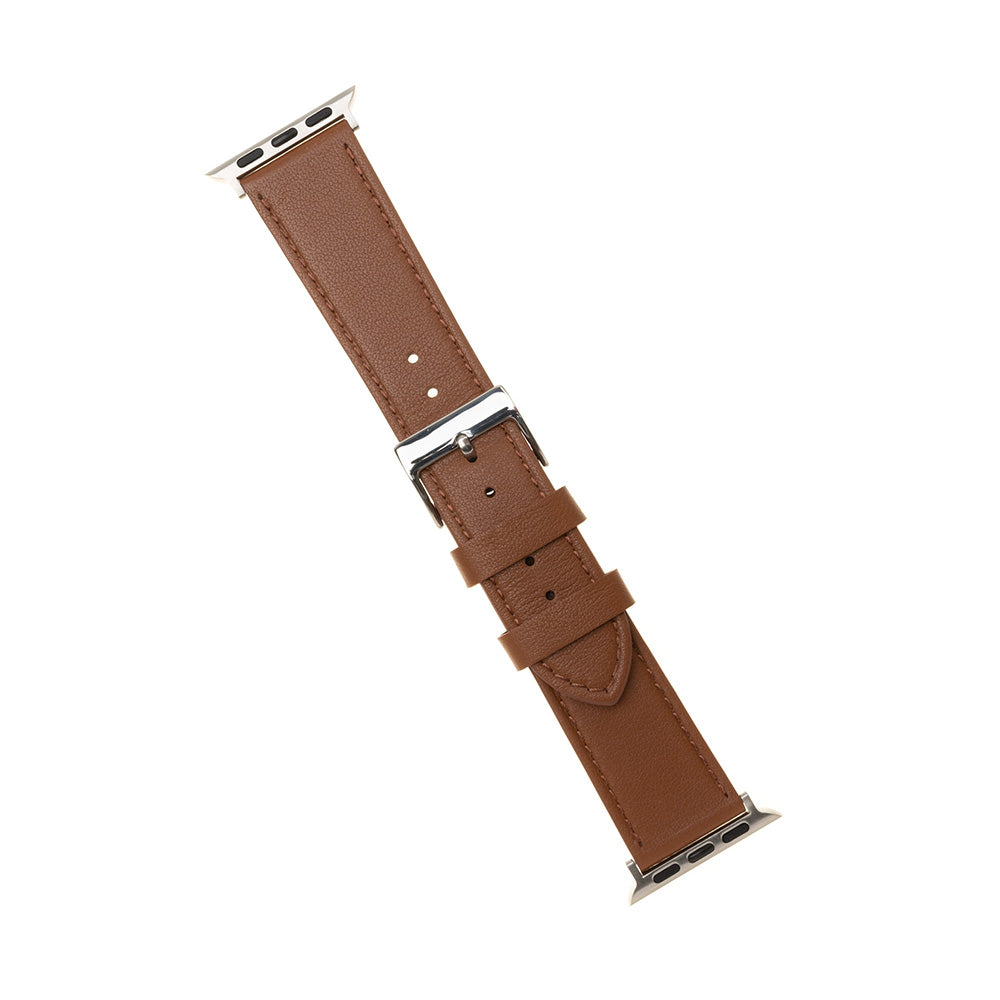 Fixed Leather -ranneke Apple Watch 49mm / 46mm / 45mm / 44mm / 42mm -sarjoille, Ruskea