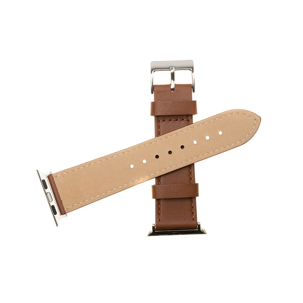 Fixed Leather -ranneke Apple Watch 49mm / 46mm / 45mm / 44mm / 42mm -sarjoille, Ruskea