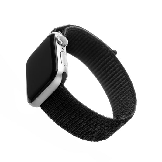 Fixed Nylon -ranneke Apple Watch 49mm / 46mm / 45mm / 44mm / 42mm -sarjoille, Musta