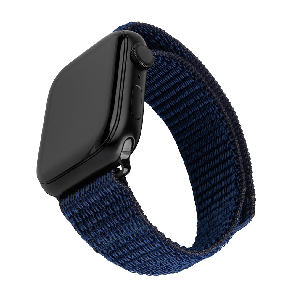 Fixed Nylon Sporty -ranneke Apple Watch 42mm / 41mm / 40mm / 38mm -sarjalle, Tummansininen
