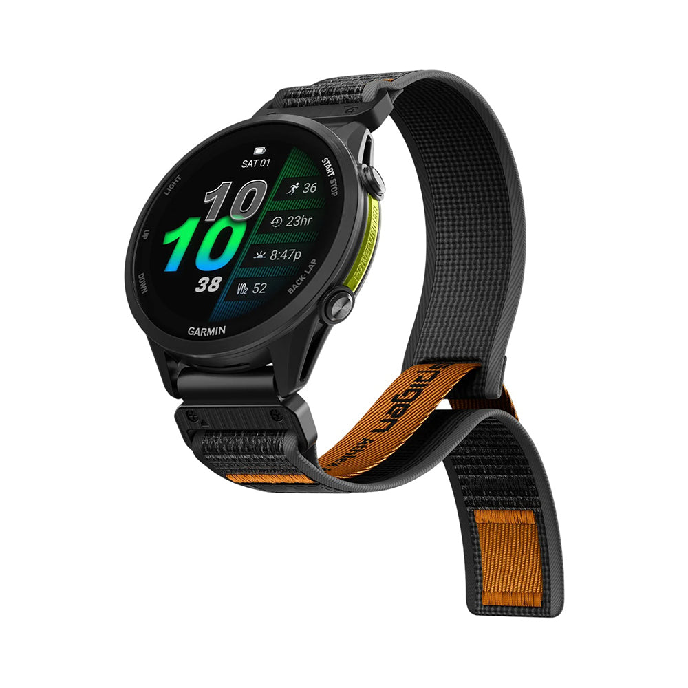 Spigen Athlex Air -ranneke Garmin Watch Fenix / Forerunner / Approach -sarjalle, 22 mm, musta oranssi AMP11426