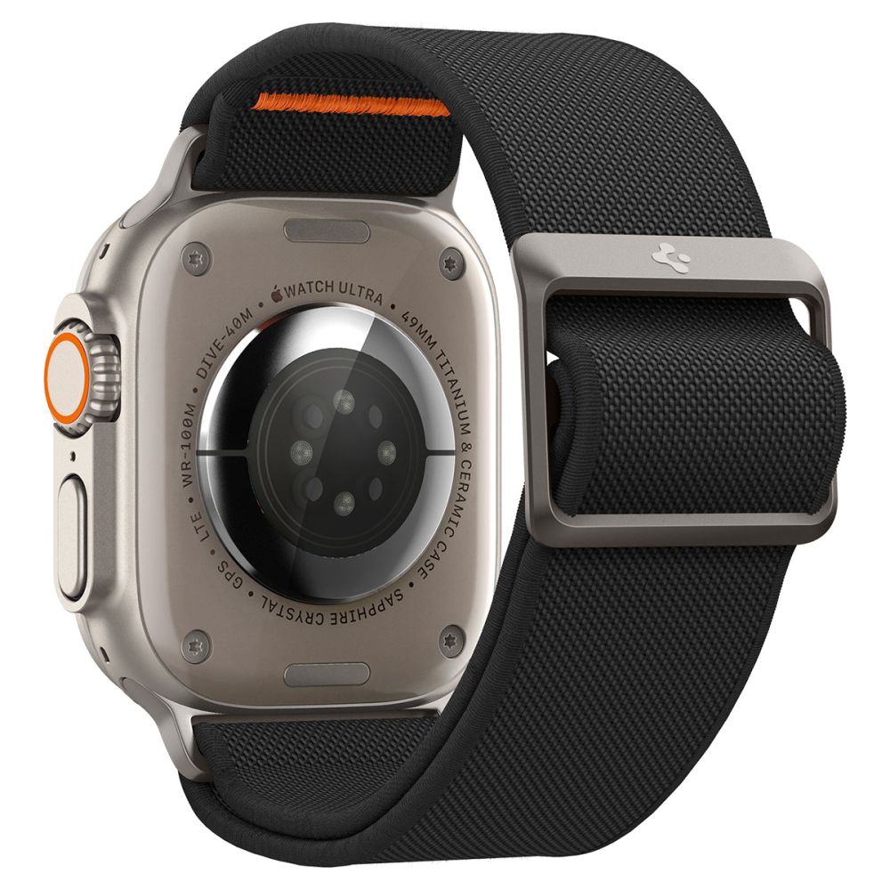 Spigen Fit Lite Ultra -ranneke Apple Watch 49mm / 46mm / 45mm / 44mm / 42mm -sarjalle, Musta AMP05983
