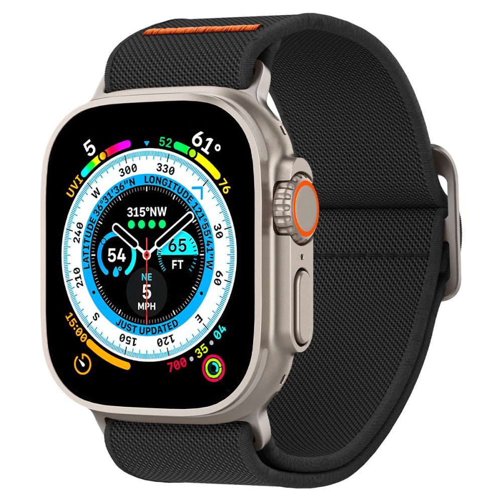 Spigen Fit Lite Ultra -ranneke Apple Watch 49mm / 46mm / 45mm / 44mm / 42mm -sarjalle, Musta AMP05983