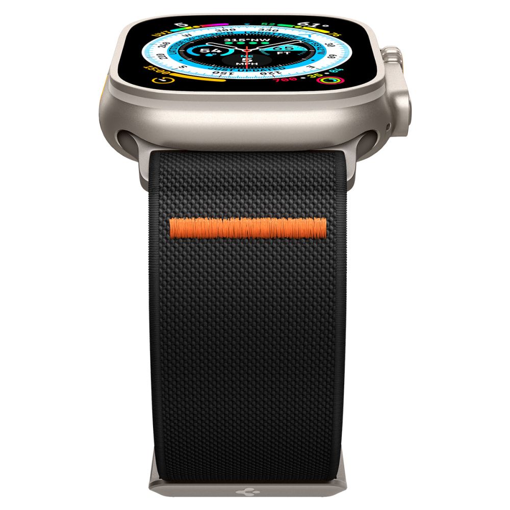 Spigen Fit Lite Ultra -ranneke Apple Watch 49mm / 46mm / 45mm / 44mm / 42mm -sarjalle, Musta AMP05983