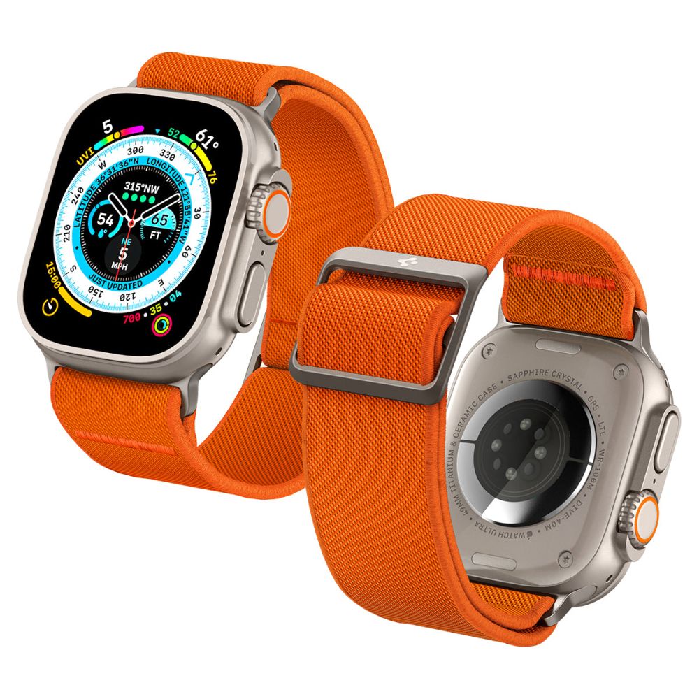 Spigen Fit Lite Ultra -ranneke Apple Watch 49mm / 46mm / 45mm / 44mm / 42mm -sarjalle, oranssi AMP05986