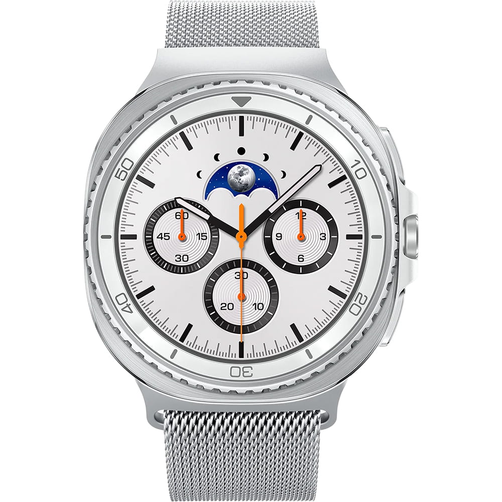 Spigen Metal Fit -ranneke Samsung Galaxy Watch9 / Watch8 / Watch8 Classic -sarjalle, hopea AMP10121