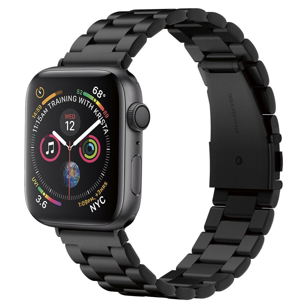 Spigen Modern Fit -ranneke Apple Watch 49mm / 46mm / 45mm / 44mm / 42mm -sarjalle, Musta 062MP25403