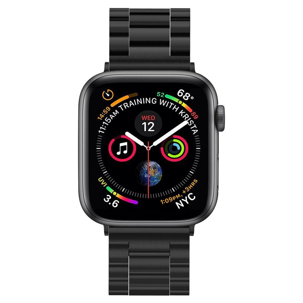 Spigen Modern Fit -ranneke Apple Watch 49mm / 46mm / 45mm / 44mm / 42mm -sarjalle, Musta 062MP25403