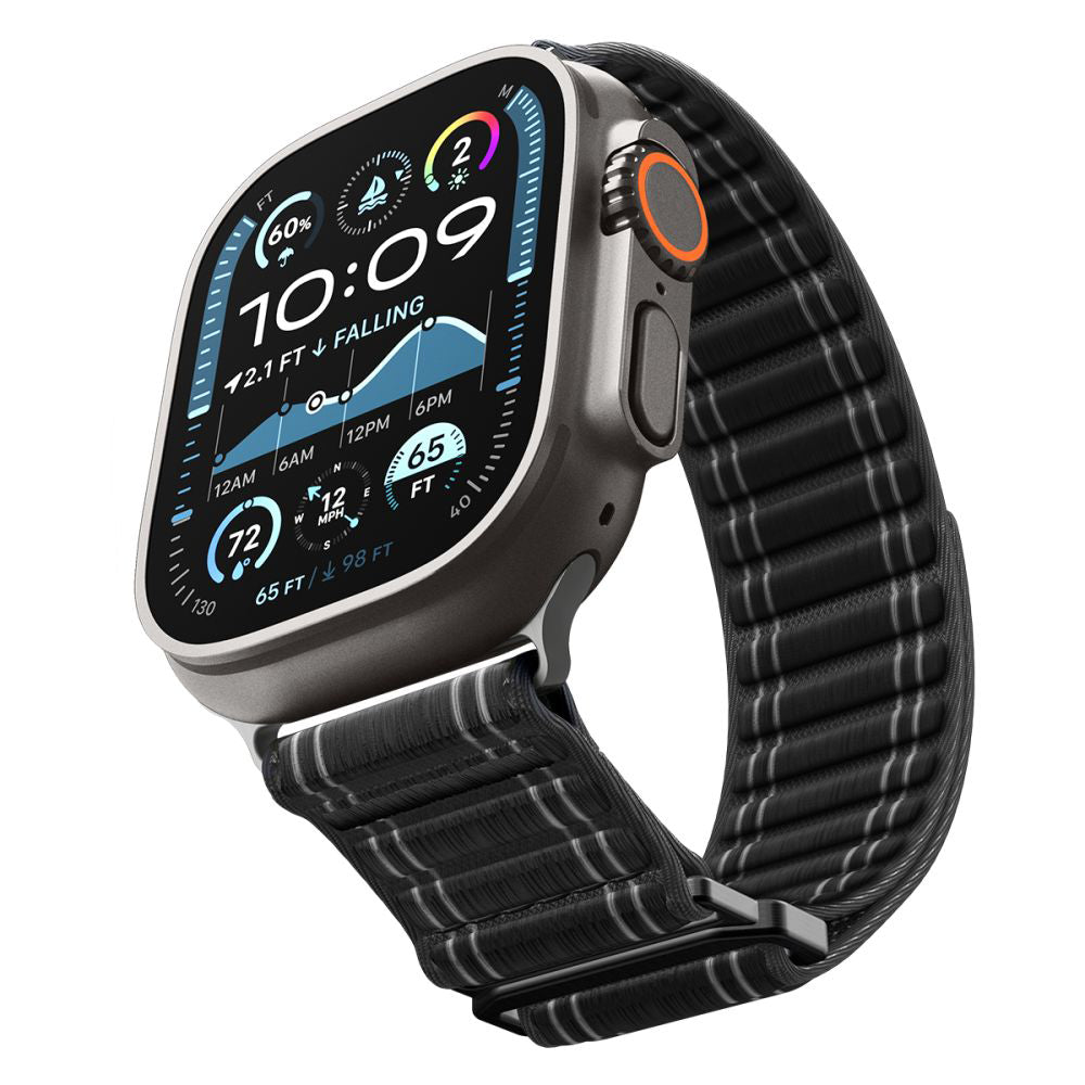 Spigen WBF0 -ranneke Apple Watch 49mm / 46mm / 45mm / 44mm -sarjoille, Musta AMP10141