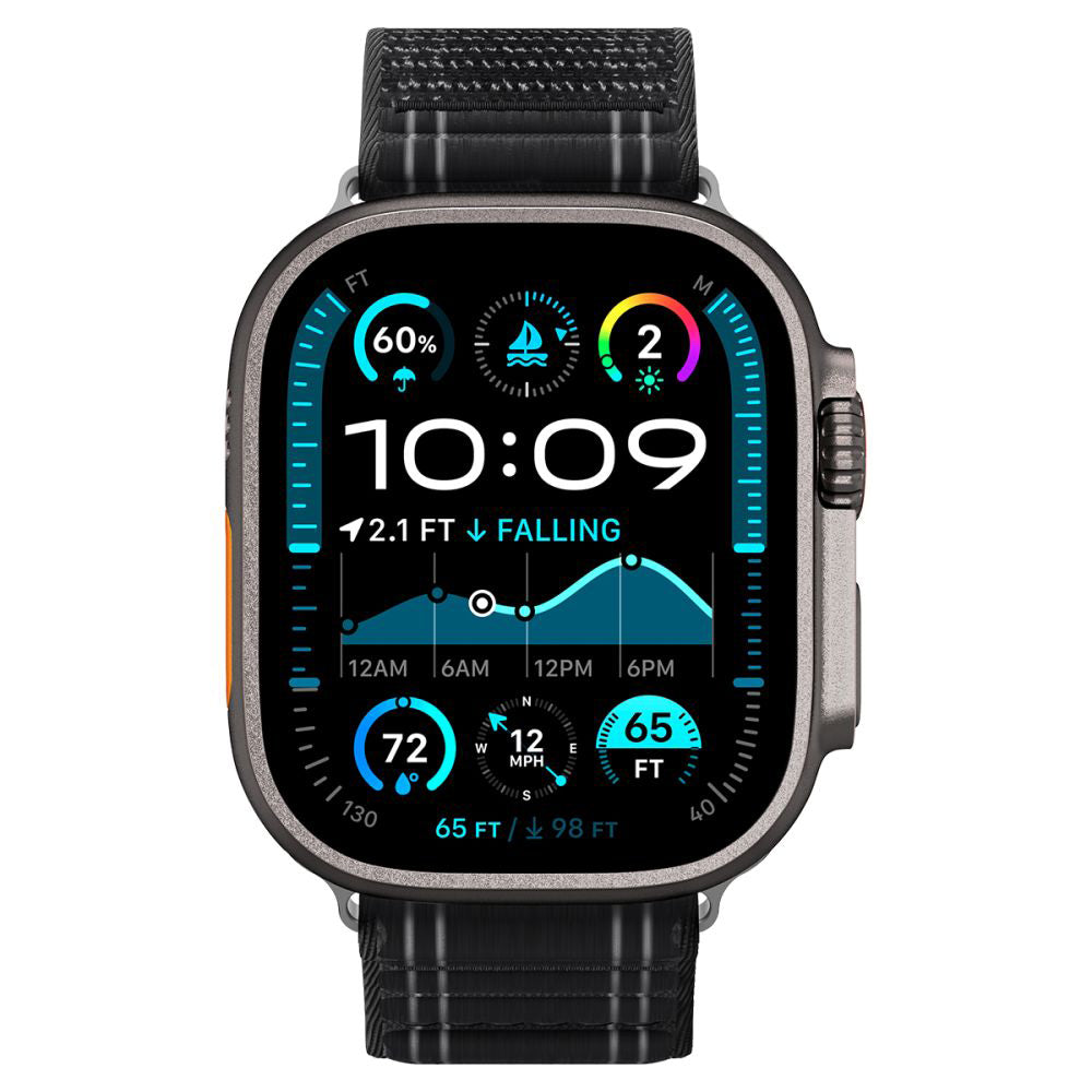 Spigen WBF0 -ranneke Apple Watch 49mm / 46mm / 45mm / 44mm -sarjoille, Musta AMP10141
