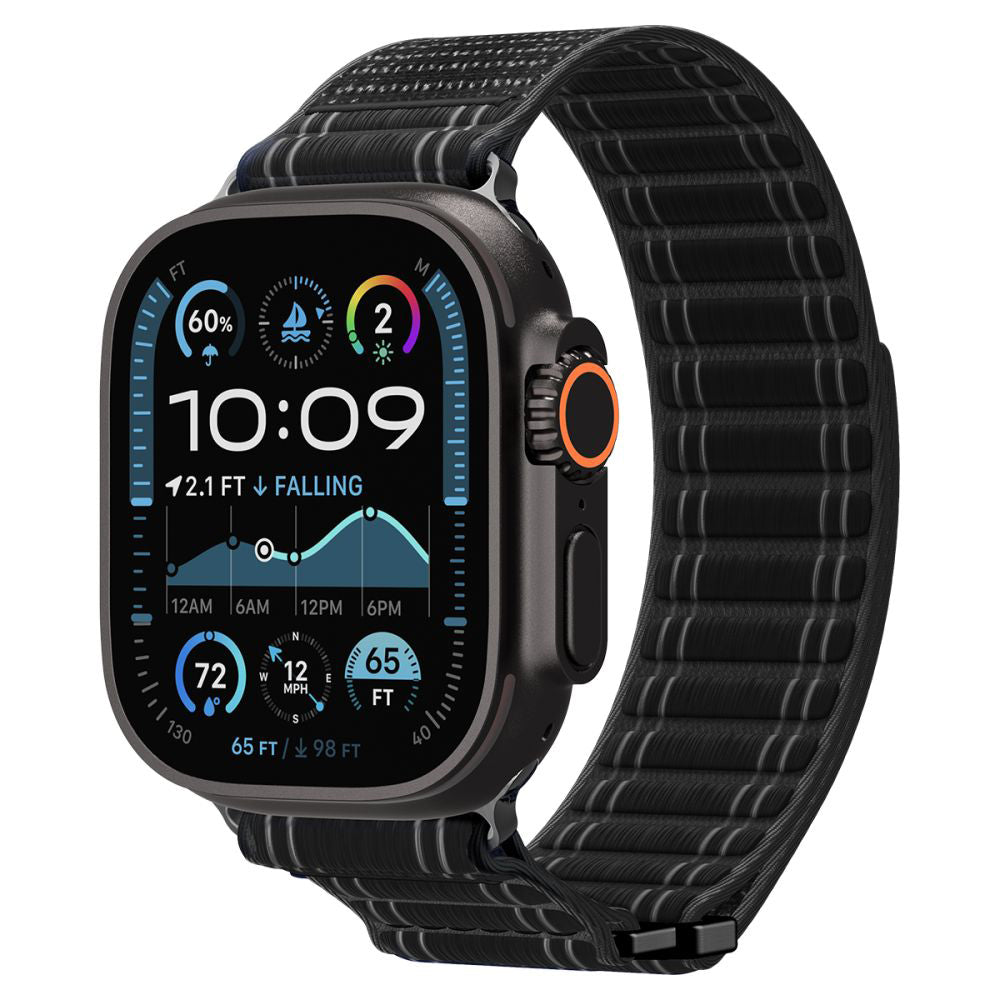 Spigen WBF0 -ranneke Apple Watch 49mm / 46mm / 45mm / 44mm -sarjoille, Musta AMP10141