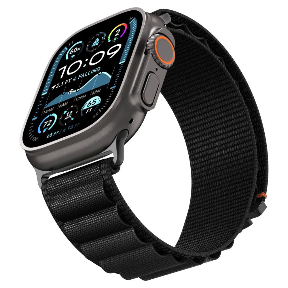 Spigen WBF1 -ranneke Apple Watch 49mm / 46mm / 45mm / 44mm -sarjoille, Musta AMP10144