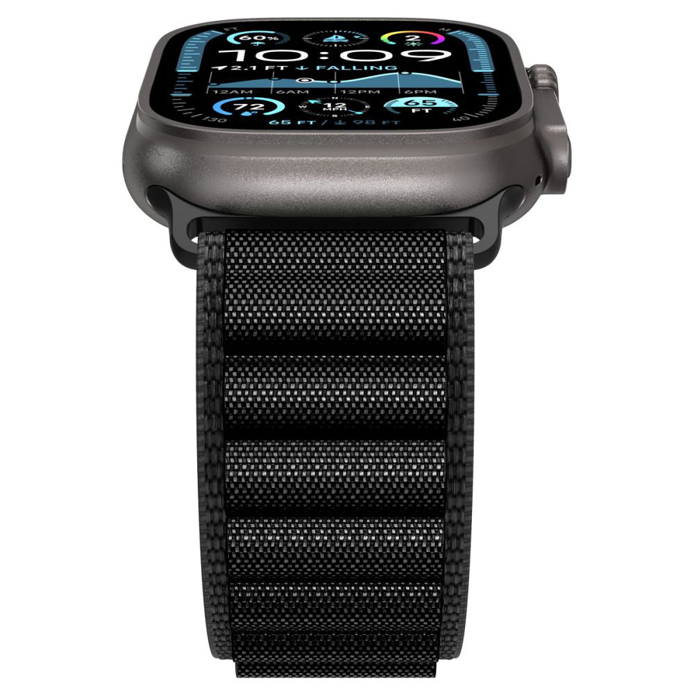 Spigen WBF1 -ranneke Apple Watch 49mm / 46mm / 45mm / 44mm -sarjoille, Musta AMP10144