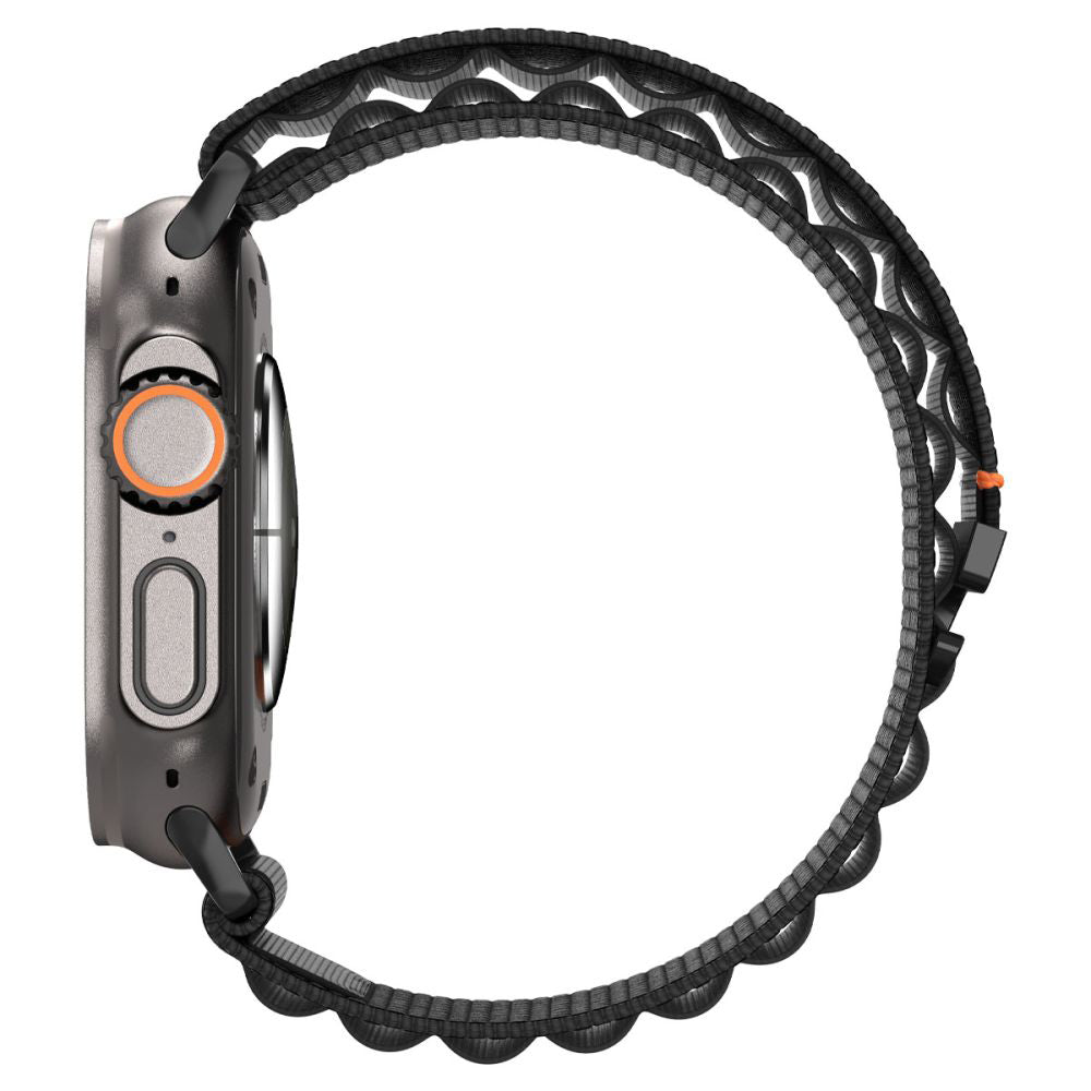 Spigen WBF1 -ranneke Apple Watch 49mm / 46mm / 45mm / 44mm -sarjoille, Musta AMP10144