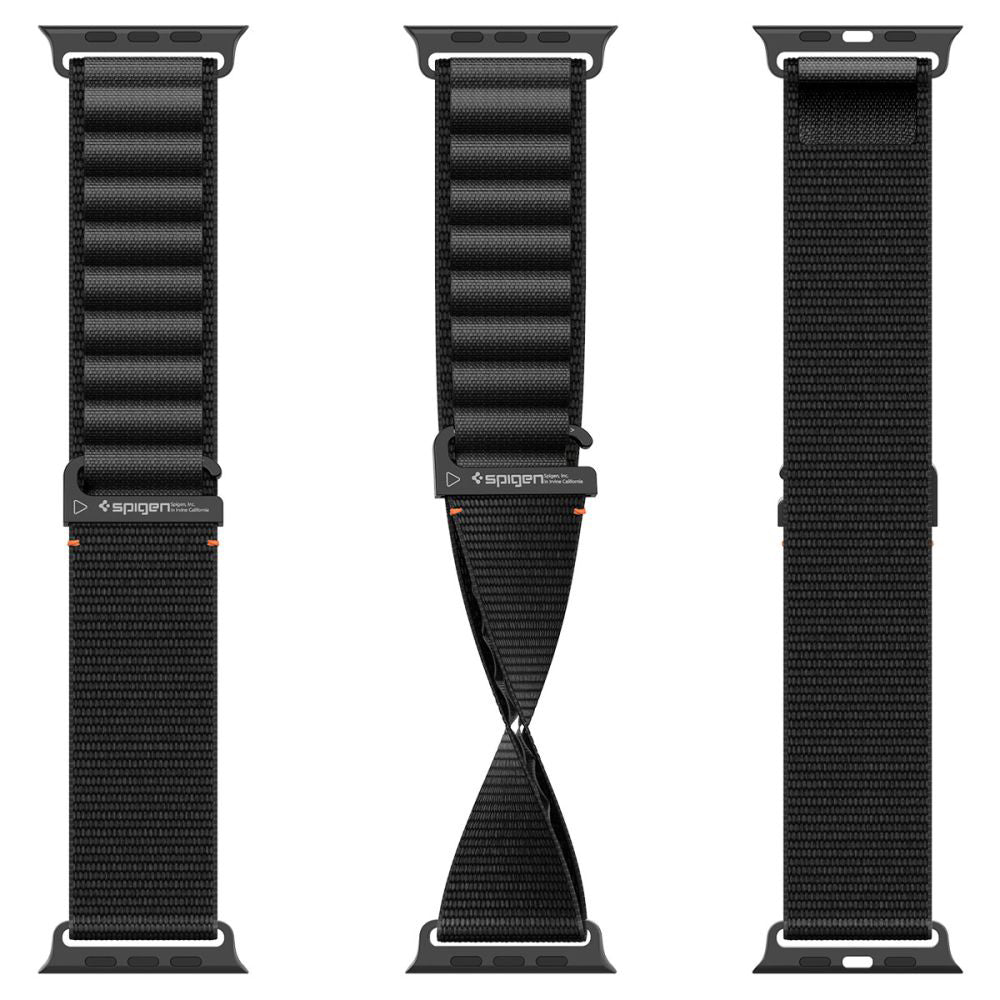 Spigen WBF1 -ranneke Apple Watch 49mm / 46mm / 45mm / 44mm -sarjoille, Musta AMP10144