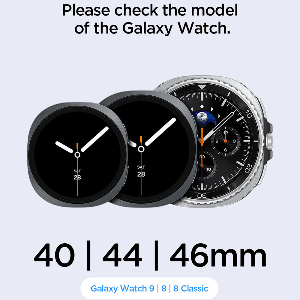 Spigen WBF1 -ranneke Samsung Galaxy Watch9 / Watch8 / Watch8 Classic -sarjoille, musta AMP11607