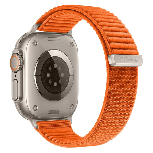 Tech-Protect NylonLoop -ranneke Apple Watchille, 49 mm / 46 mm / 45 mm / 44 mm Series, oranssi