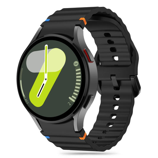 Tech-Protect silikoniurheiluranneke Samsung Galaxy Watch7 / Watch FE / Watch6 / Watch5 / Watch4 sarjalle, musta