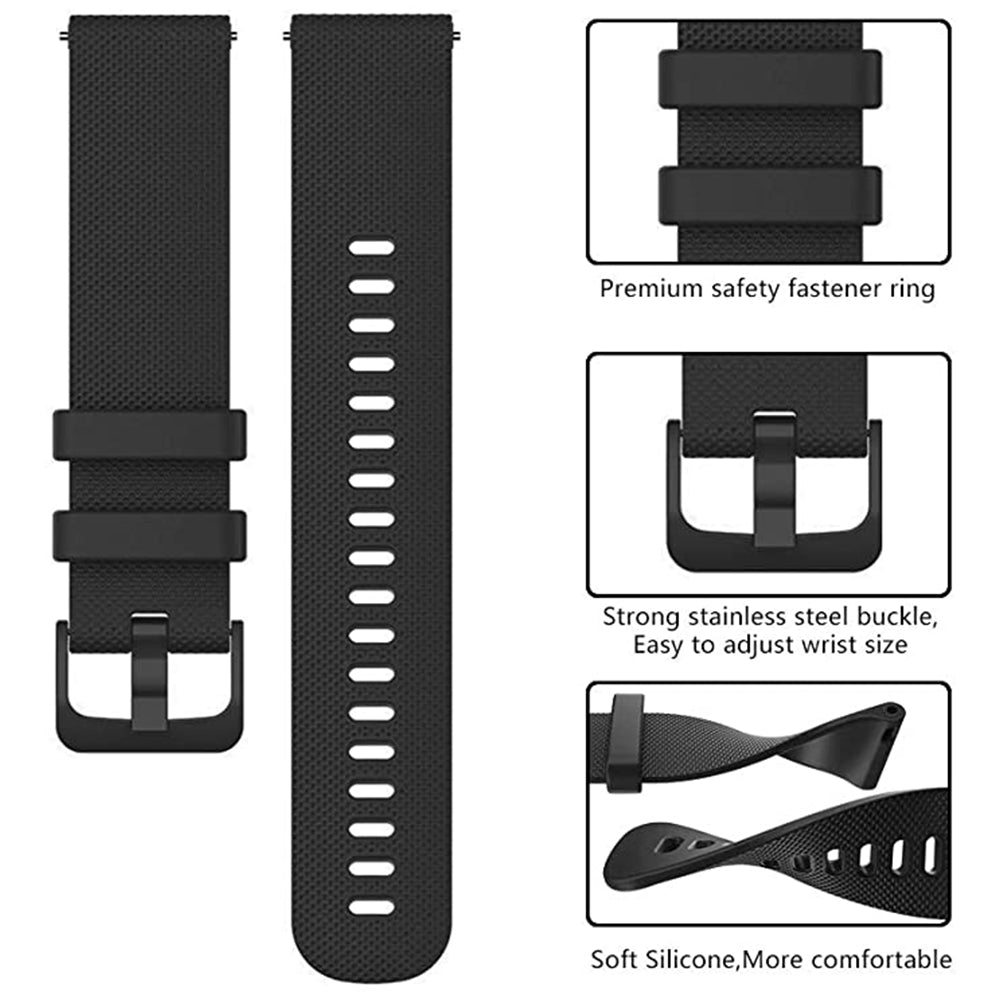 Techsuit W006 -ranneke Samsung Galaxy Watchille / Huawei Watch -sarjalle, 20mm, Musta
