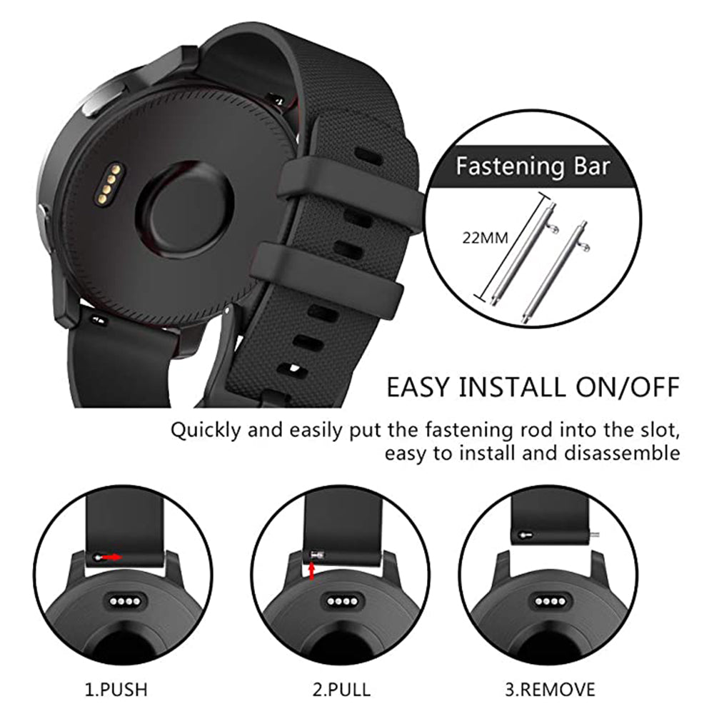 Techsuit W006 -ranneke Samsung Galaxy Watchille / Huawei Watch -sarjalle, 20mm, Musta