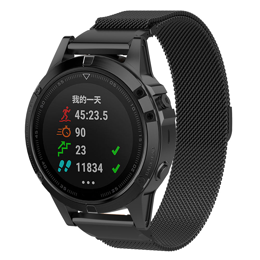 Techsuit W009 -ranneke Garmin Instinct / Approach / Fenix -kelloille, 20mm, Musta