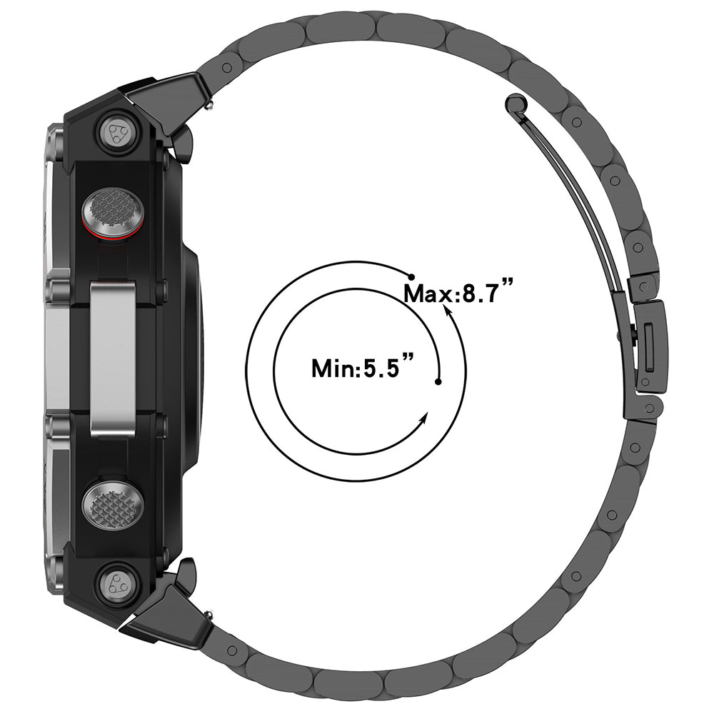 Techsuit W010 -ranneke Amazfit T-Rex 3:lle, Musta