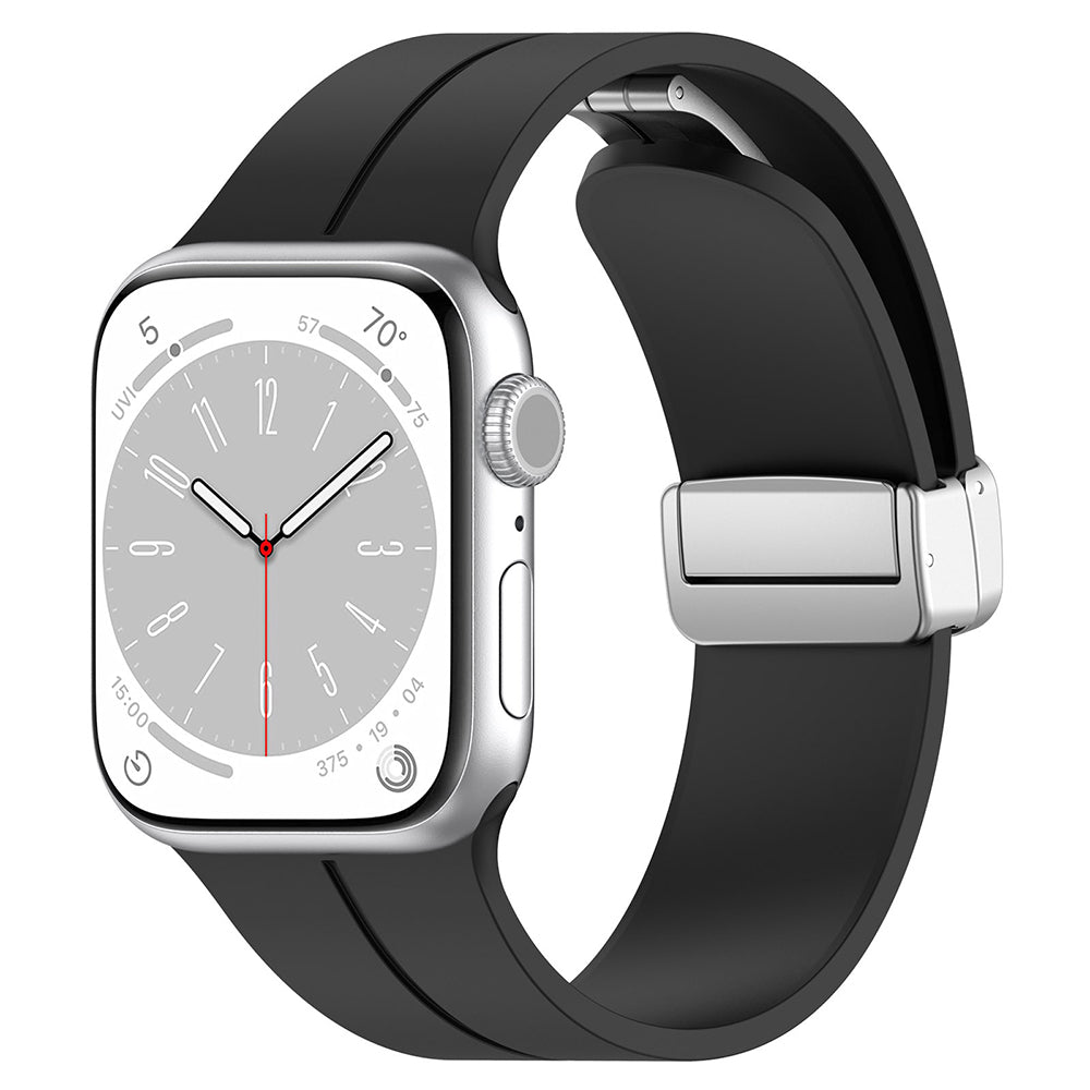 Techsuit W011 -ranneke Apple Watch 49mm / 46mm / 45mm / 44mm / 42mm -sarjoille, Musta