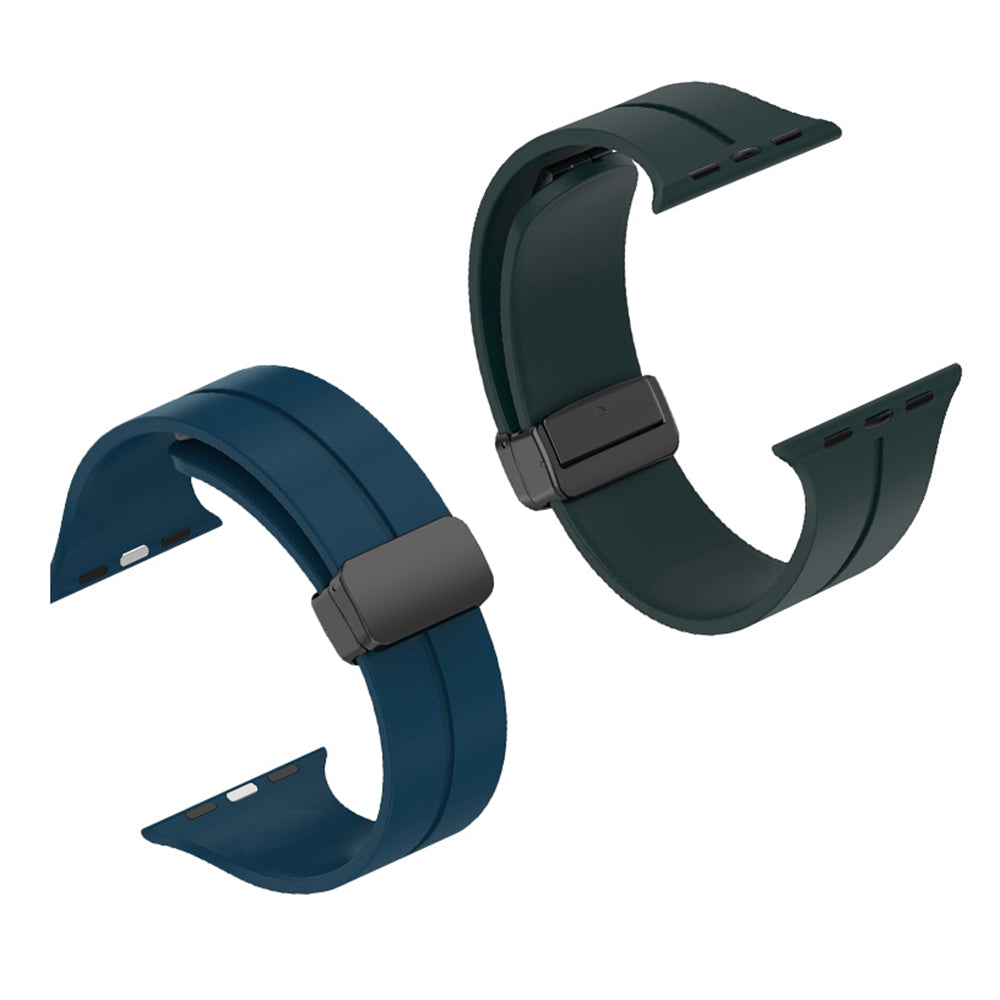 Techsuit W011 -ranneke Apple Watch 49mm / 46mm / 45mm / 44mm / 42mm -sarjoille, Musta