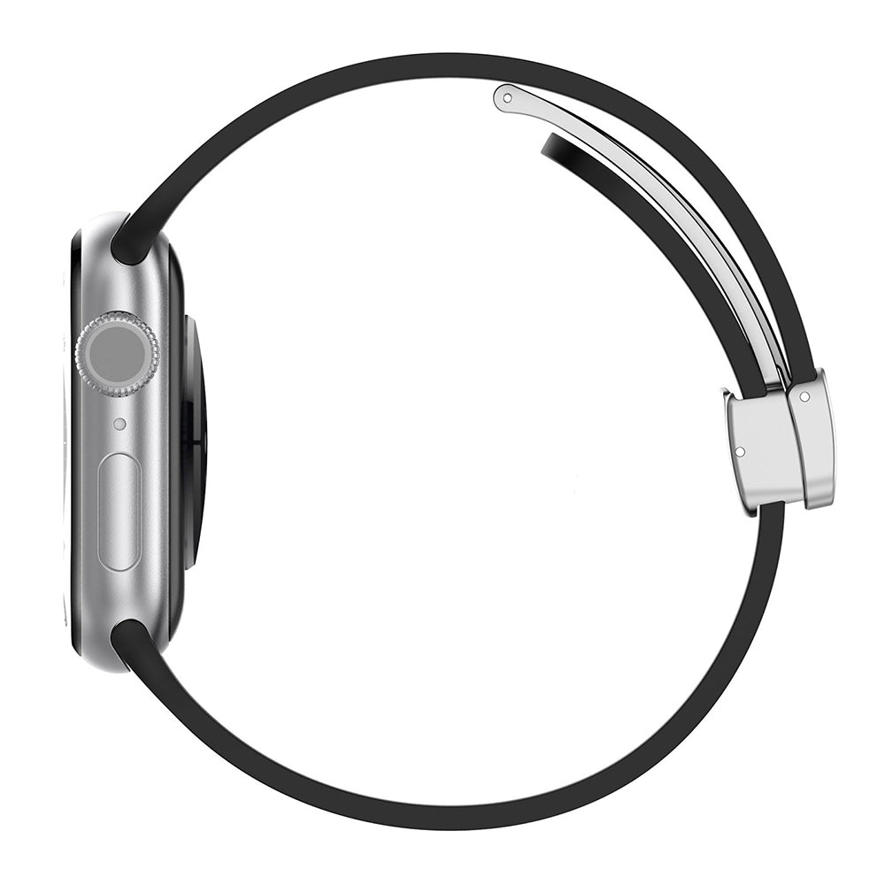 Techsuit W011 -ranneke Apple Watch 49mm / 46mm / 45mm / 44mm / 42mm -sarjoille, Musta