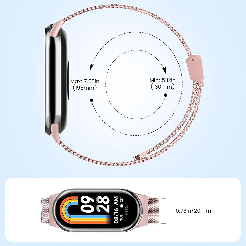 Techsuit W022 -ranneke Xiaomi Smart Band 9 / 8, 15mm, ruusukulta